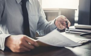 Lawyer reviewing paperwork